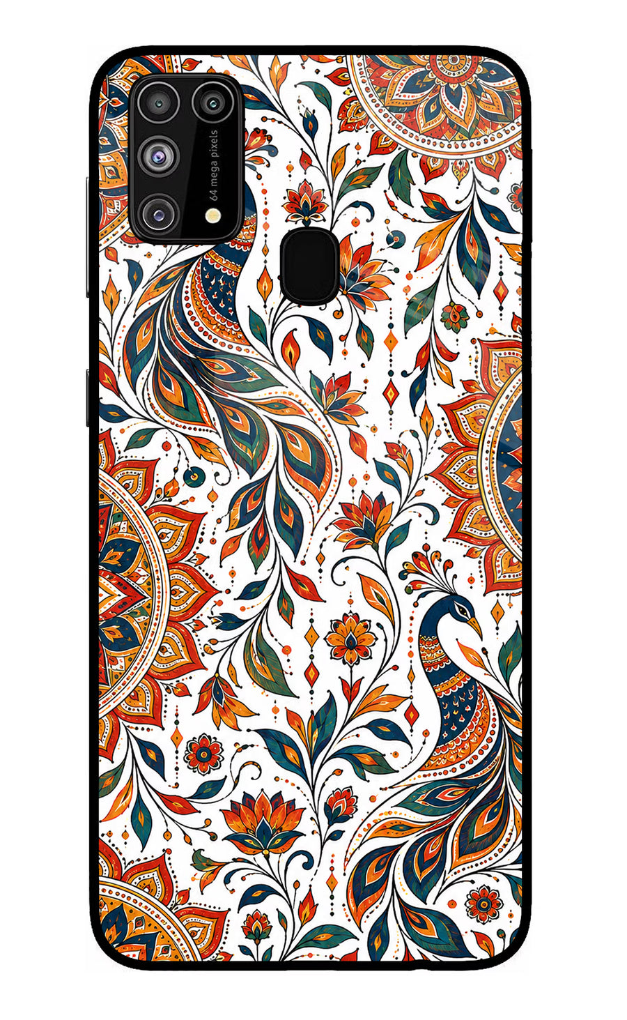 White Mayura Samsung M31/F41 Back Cover, Glass case