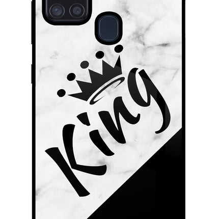 King Samsung A21s Glass Case Back Cover by Casekaro