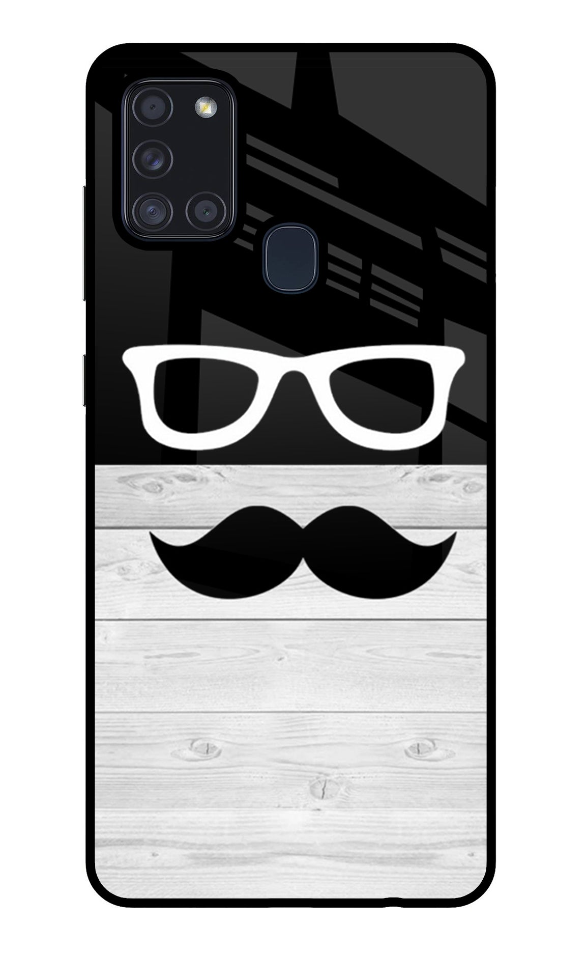 Mustache Samsung A21s Glass Case