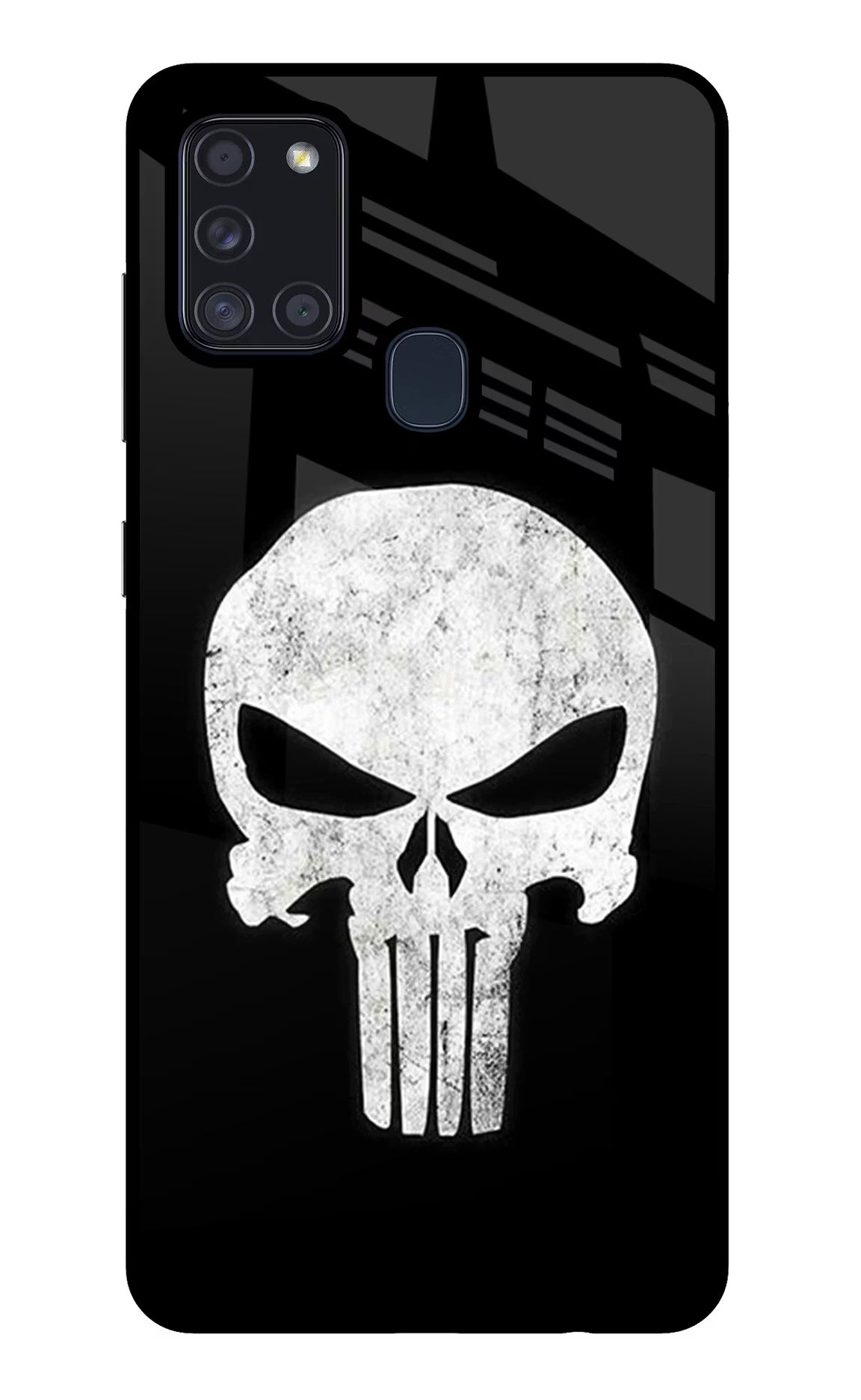 Punisher Skull Samsung A21s Glass Case Back Cover by Casekaro