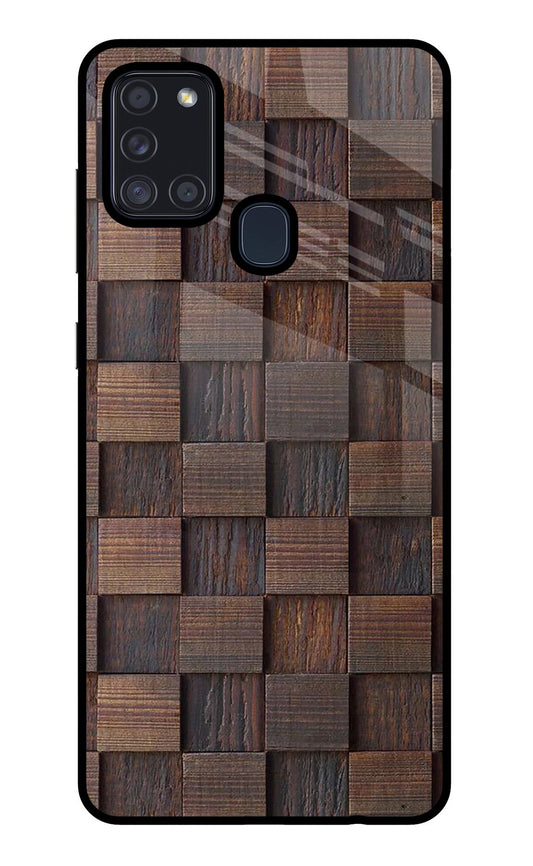 Wooden Cube Design Samsung A21s Glass Case