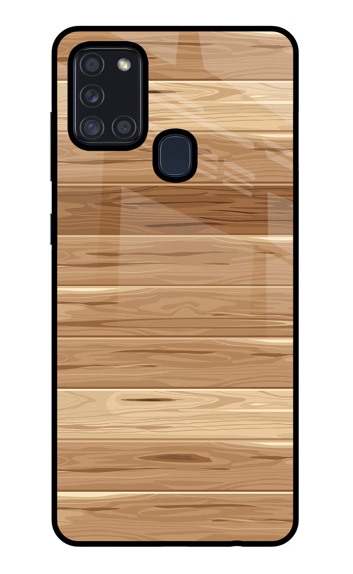 Wooden Vector Samsung A21s Glass Case Back Cover by Casekaro