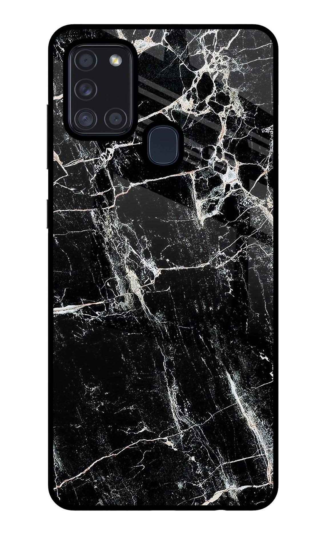 Black Marble Texture Samsung A21s Glass Case