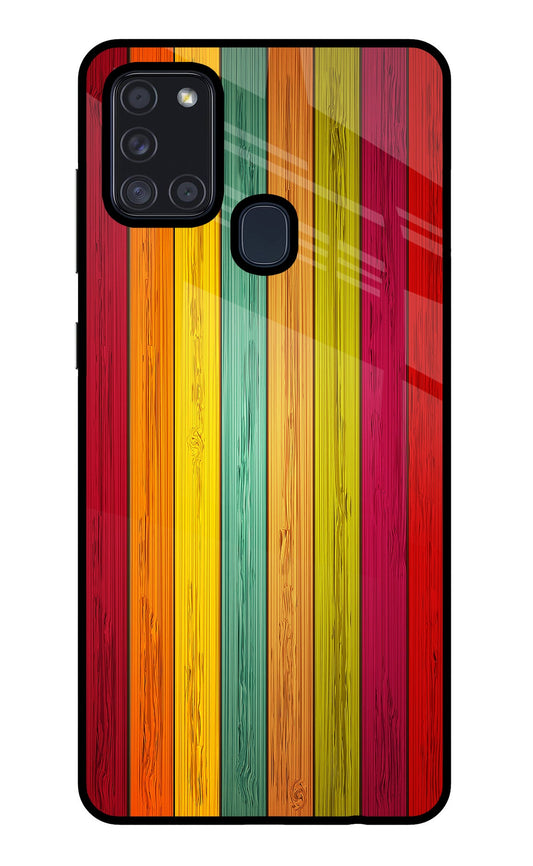Multicolor Wooden Samsung A21s Glass Case