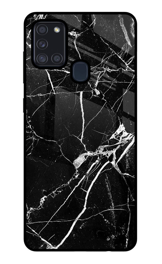Black Marble Pattern Samsung A21s Glass Case