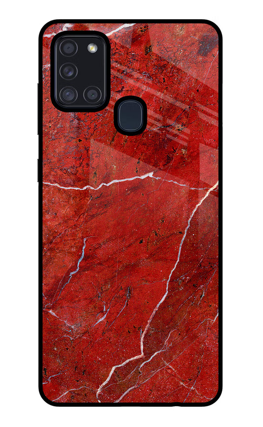 Red Marble Design Samsung A21s Glass Case