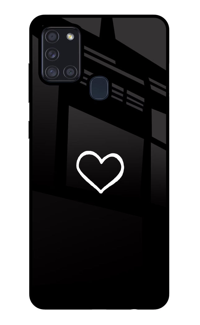 Heart Samsung A21s Glass Case Back Cover by Casekaro