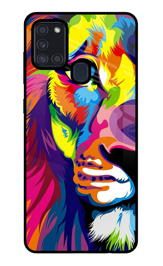 Lion Half Face Samsung A21s Glass Case