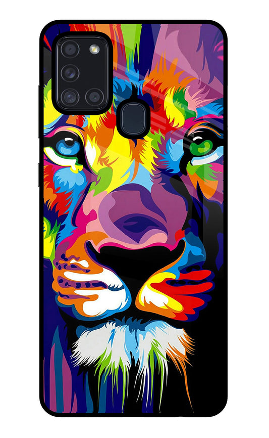 Lion Samsung A21s Glass Case