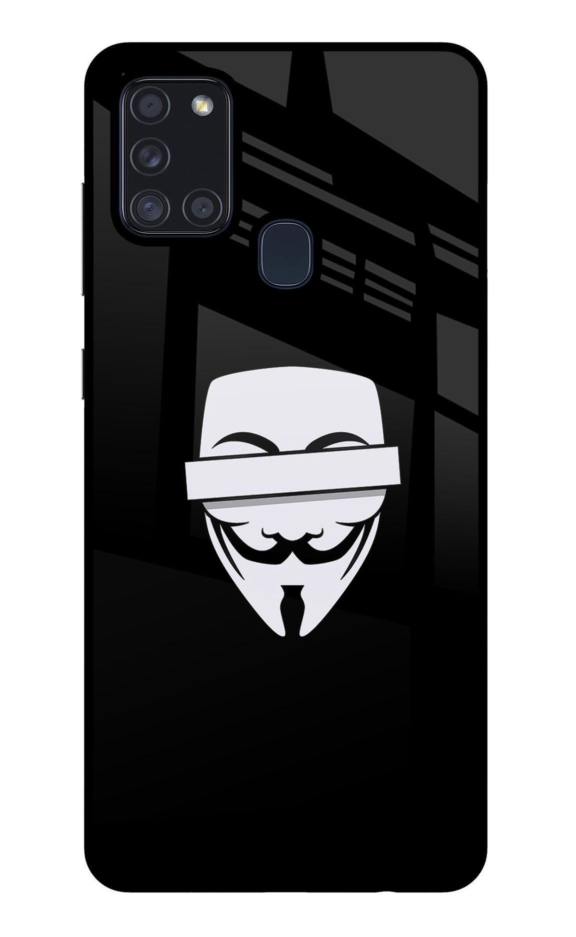 Anonymous Face Samsung A21s Glass Case
