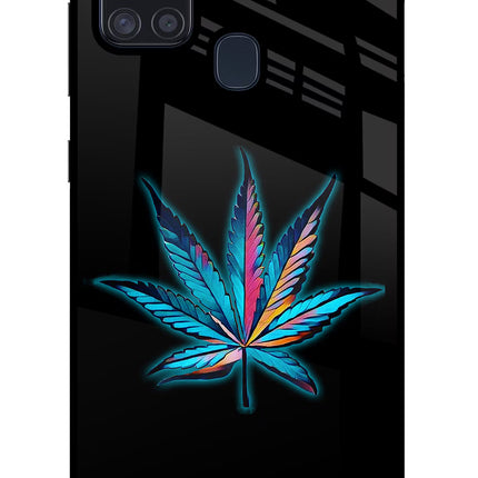 Weed Samsung A21s Glass Case Back Cover by Casekaro