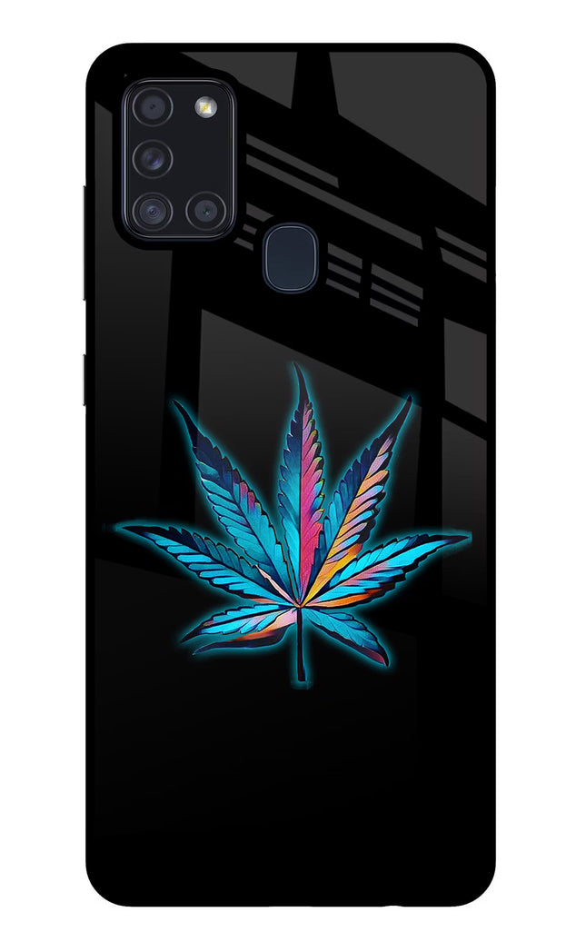 Weed Samsung A21s Glass Case Back Cover by Casekaro