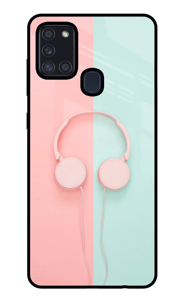 Music Lover Samsung A21s Glass Case Back Cover by Casekaro