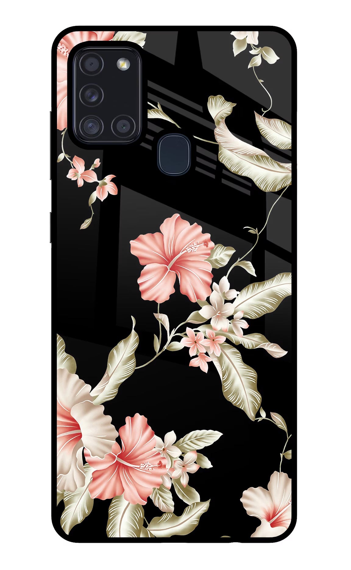 Flowers Samsung A21s Glass Case Back Cover by Casekaro