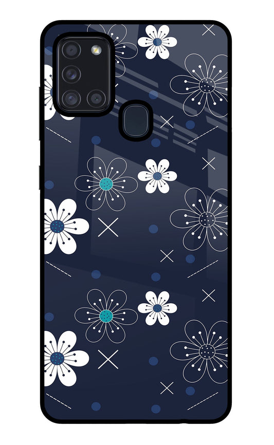 Flowers Samsung A21s Glass Case