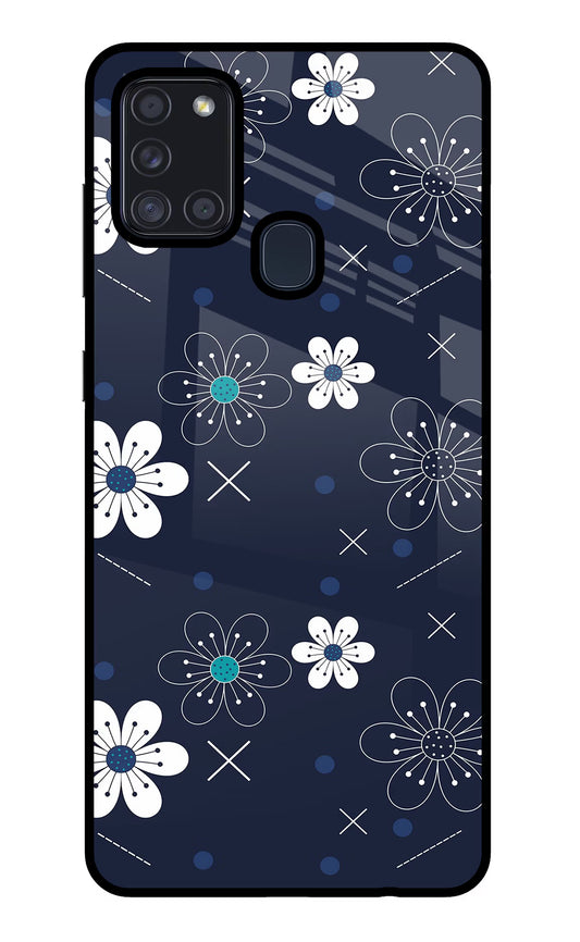 Flowers Samsung A21s Glass Case
