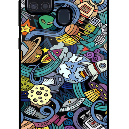 Space Abstract Samsung A21s Glass Case Back Cover by Casekaro