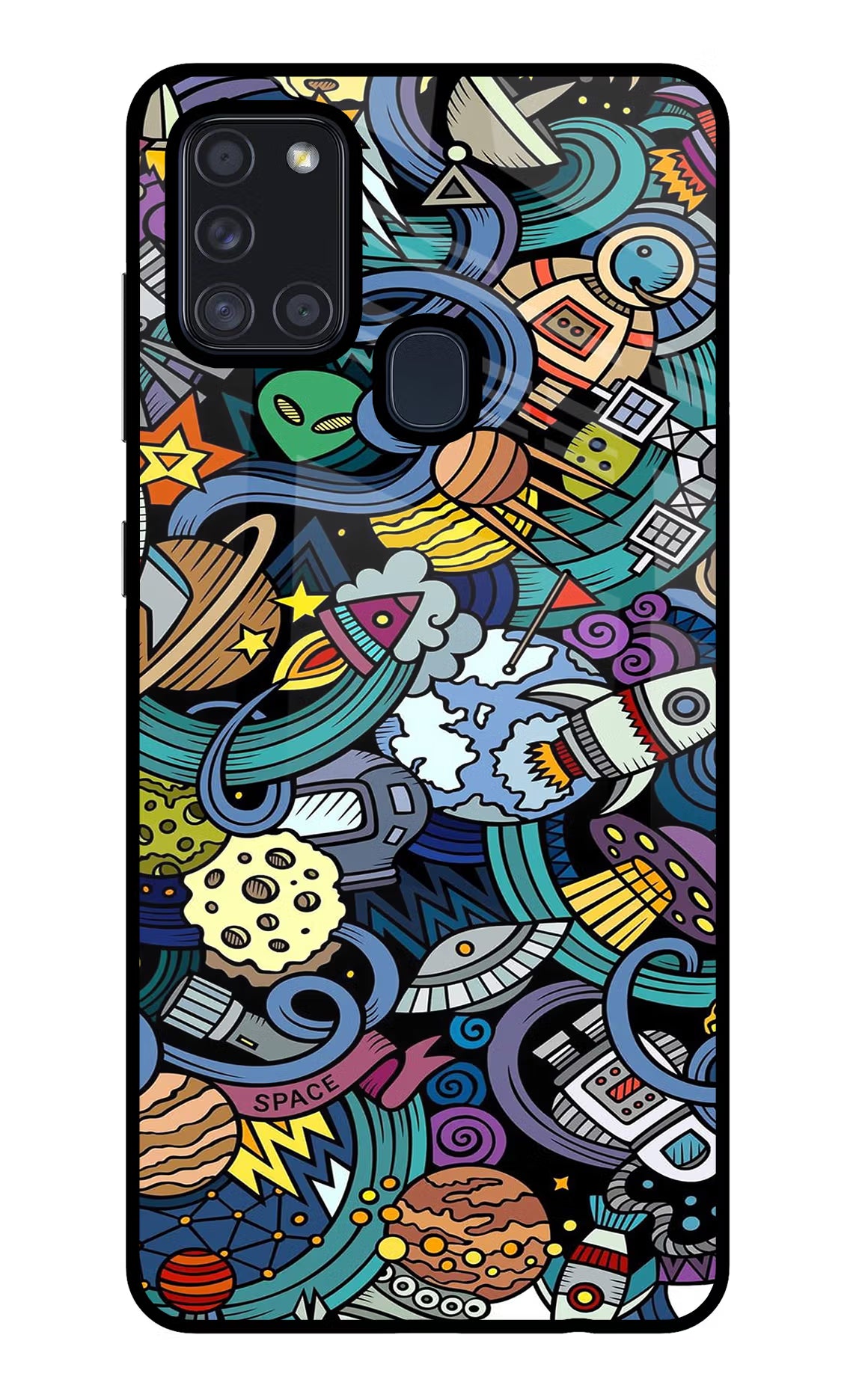 Space Abstract Samsung A21s Glass Case Back Cover by Casekaro
