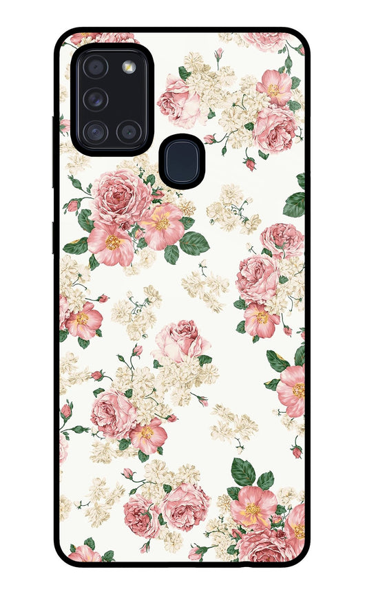 Flowers Samsung A21s Glass Case