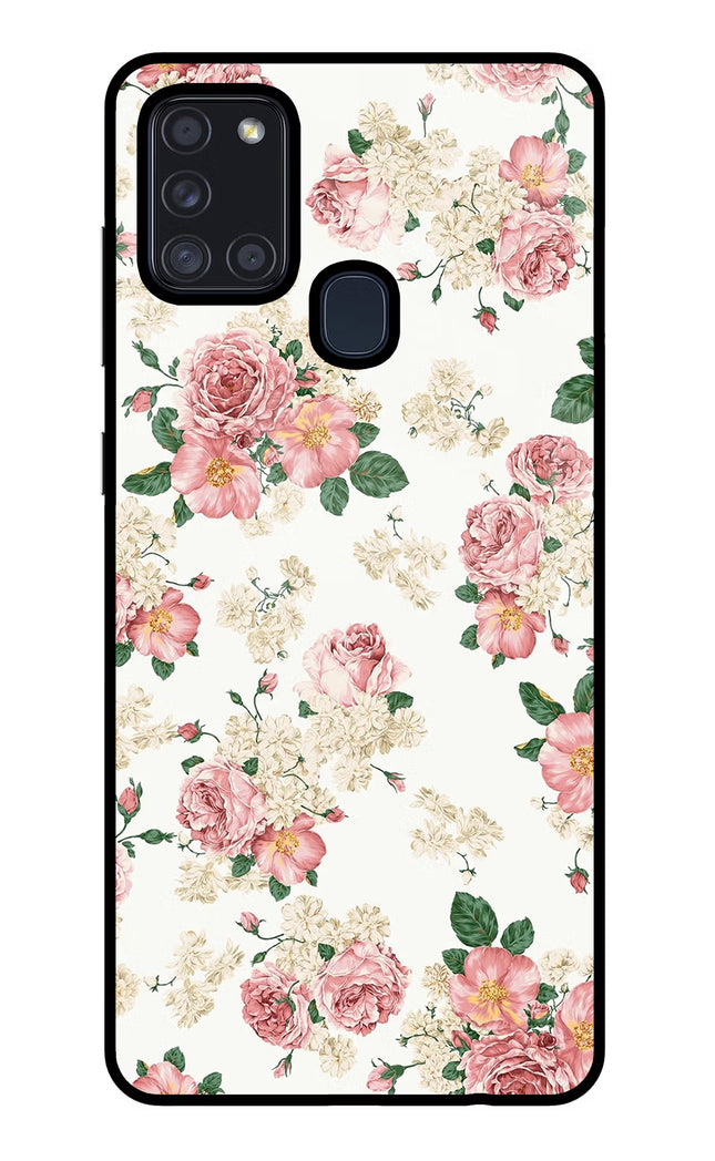 Flowers Samsung A21s Glass Case Back Cover by Casekaro