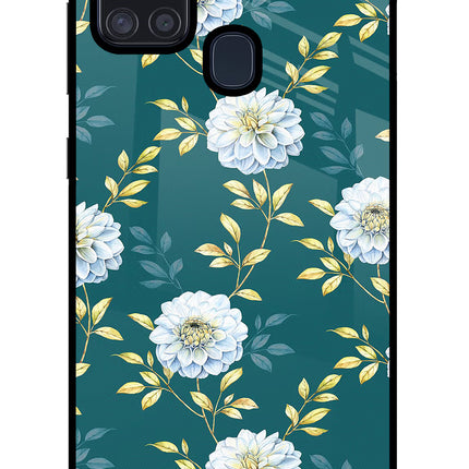 Flowers Samsung A21s Glass Case