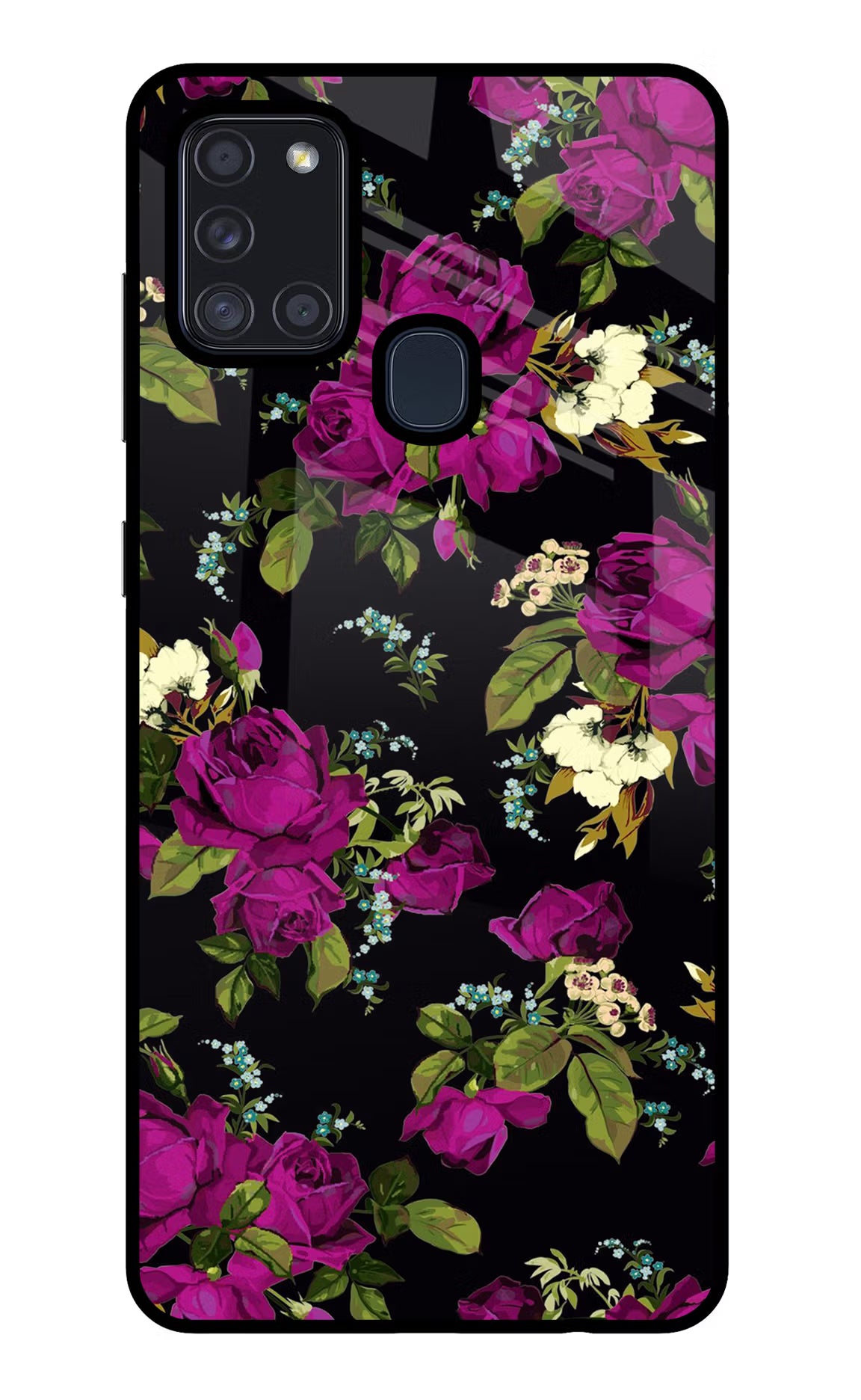 Flowers Samsung A21s Glass Case