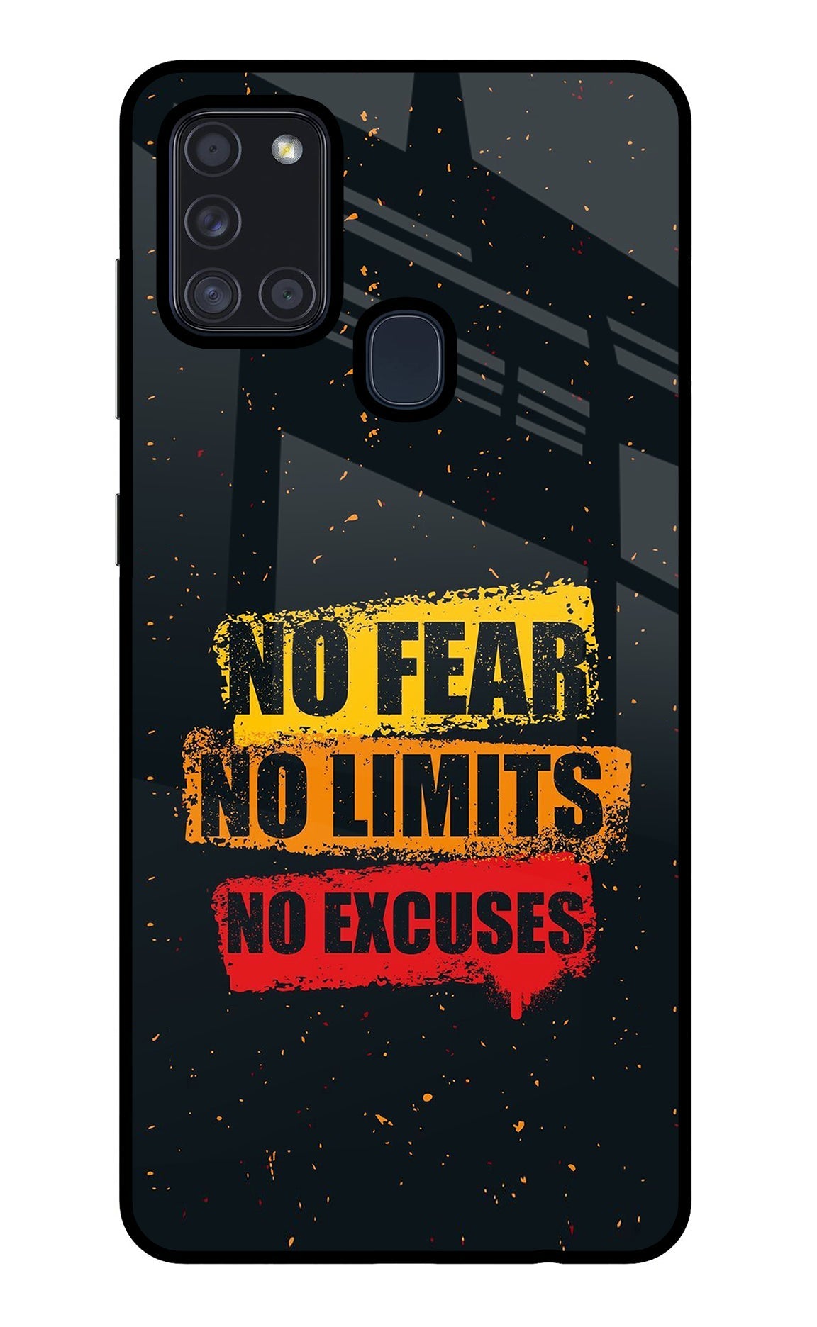 No Fear No Limits No Excuse Samsung A21s Glass Case