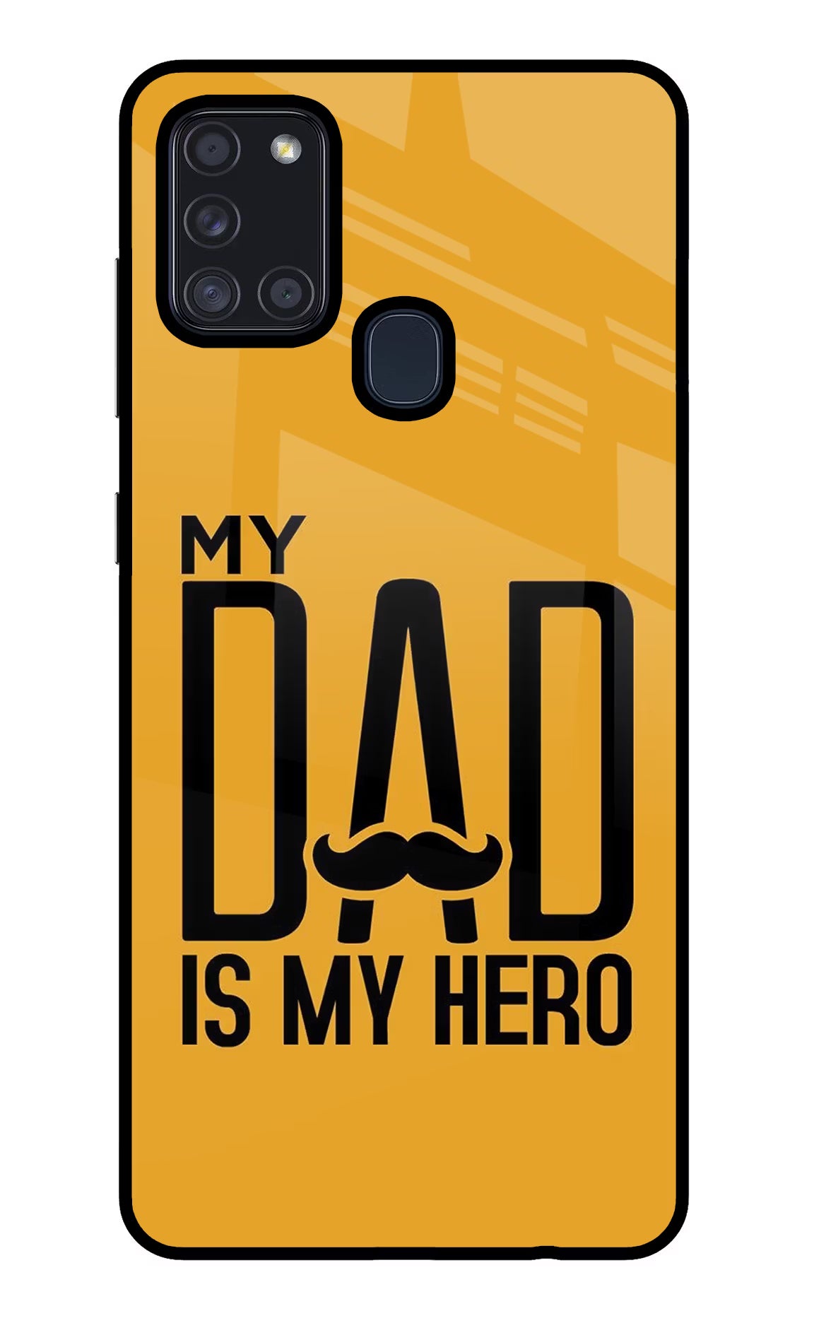 My Dad Is My Hero Samsung A21s Glass Case Back Cover by Casekaro