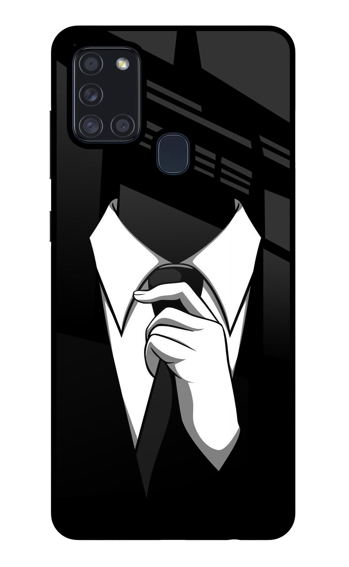 Black Tie Samsung A21s Glass Case