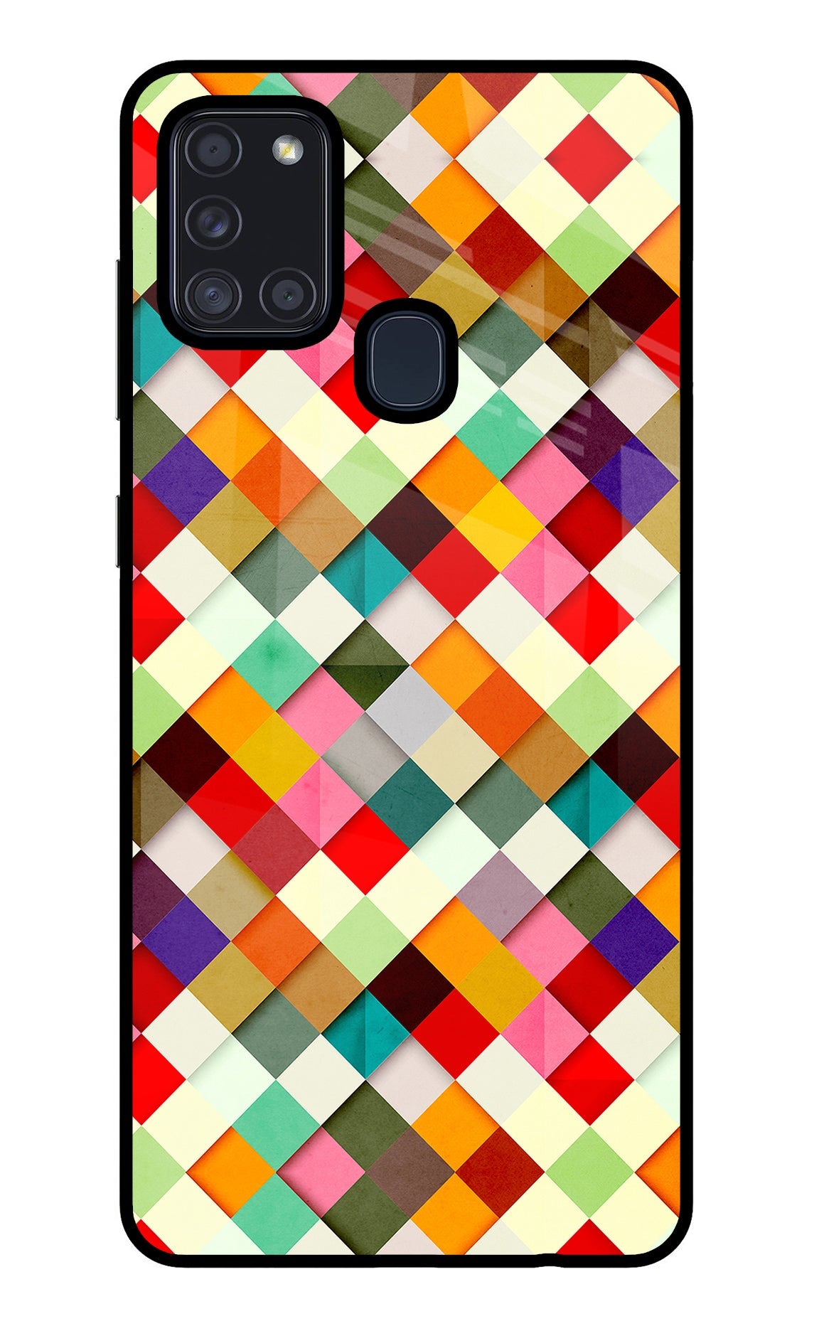 Geometric Abstract Colorful Samsung A21s Glass Case