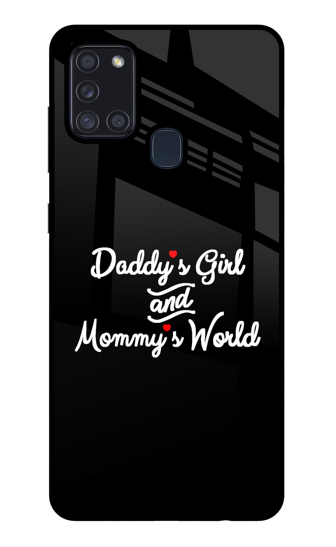 Daddy's Girl and Mommy's World Samsung A21s Glass Case