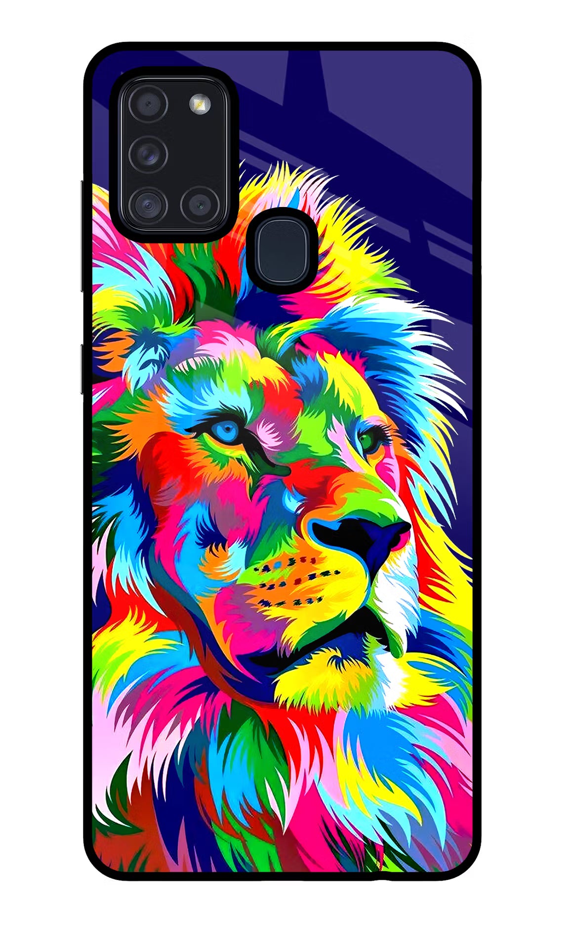 Vector Art Lion Samsung A21s Glass Case Back Cover by Casekaro