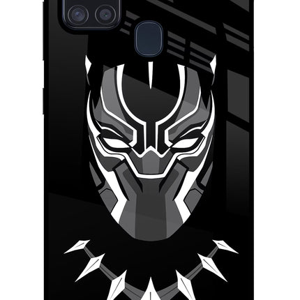 Black Panther Samsung A21s Glass Case Back Cover by Casekaro