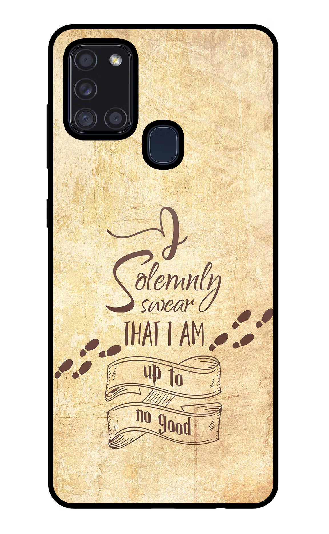 I Solemnly swear that i up to no good Samsung A21s Glass Case Back Cover by Casekaro
