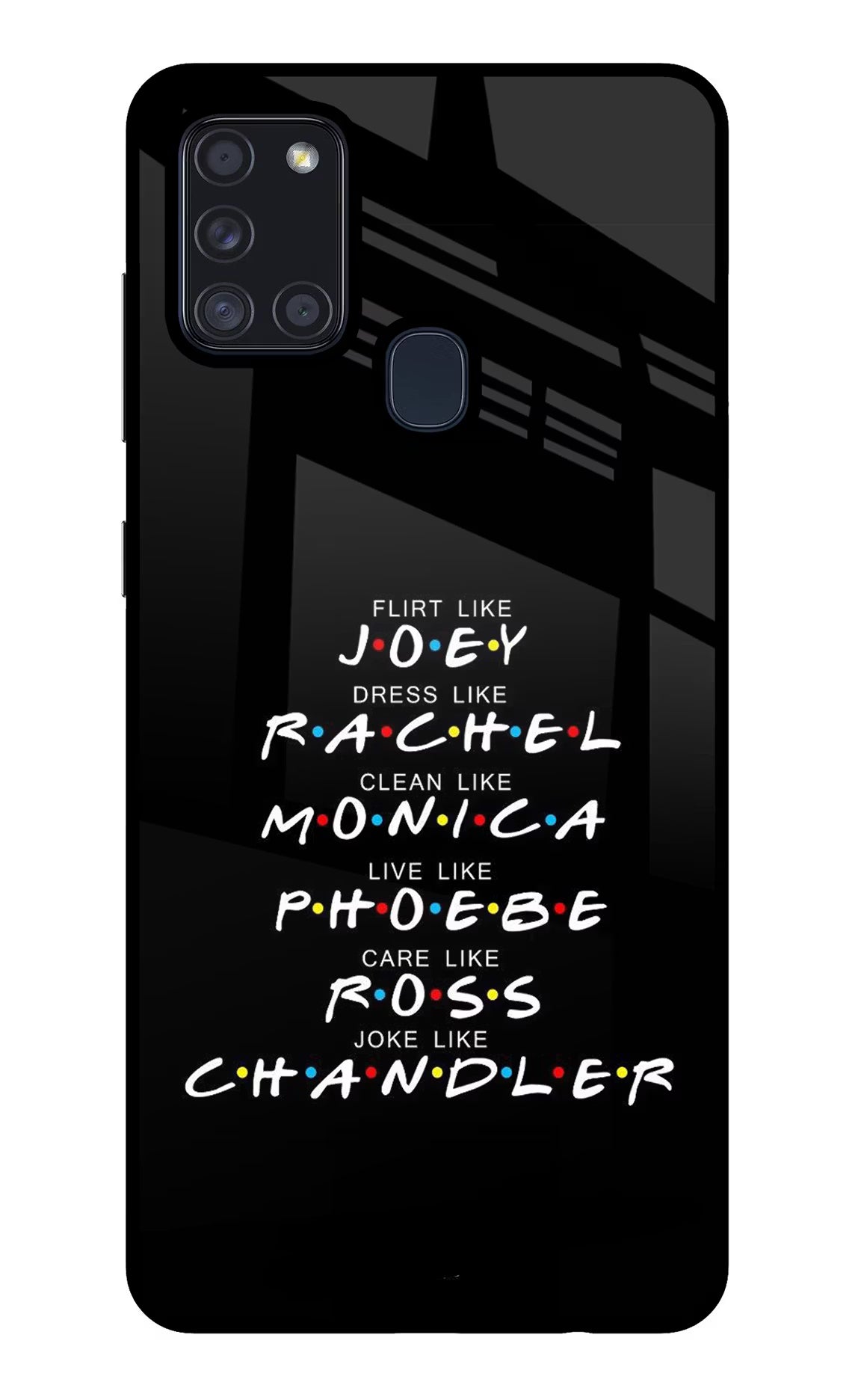 FRIENDS Character Samsung A21s Glass Case Back Cover by Casekaro