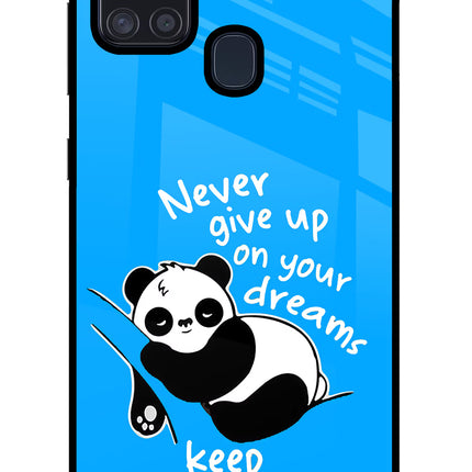 Keep Sleeping Samsung A21s Glass Case Back Cover by Casekaro