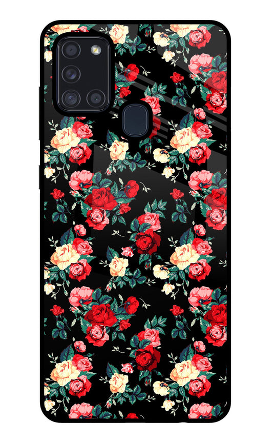 Rose Pattern Samsung A21s Glass Case