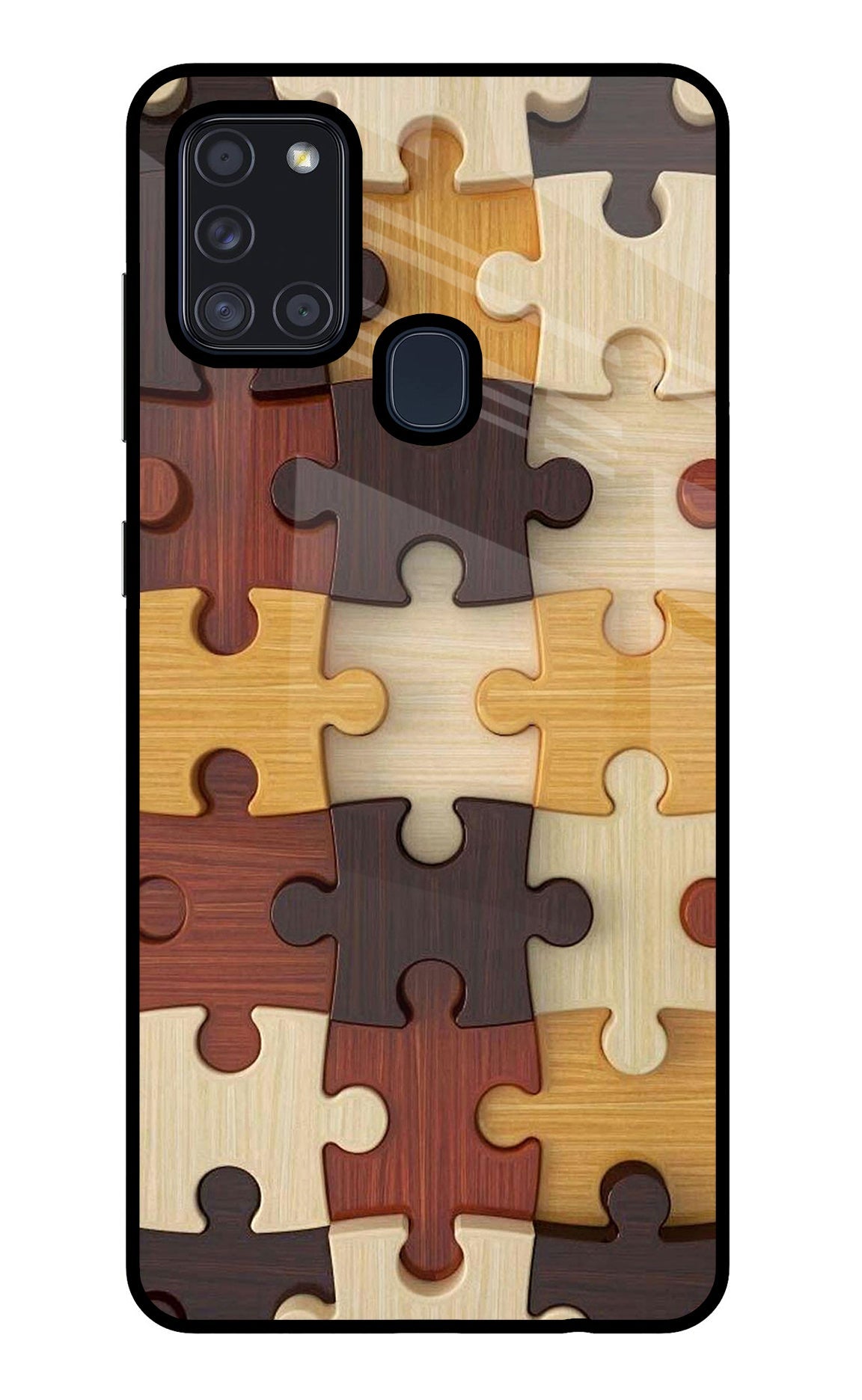 Wooden Puzzle Samsung A21s Glass Case