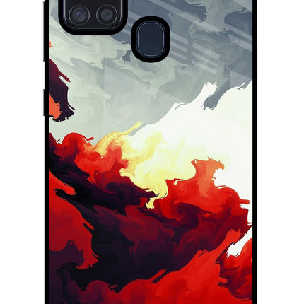 Fire Cloud Samsung A21s Glass Case