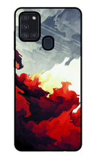 Fire Cloud Samsung A21s Glass Case