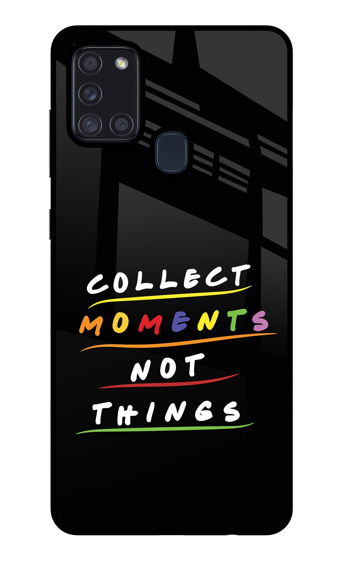 Collect Moments Not Things Samsung A21s Glass Case