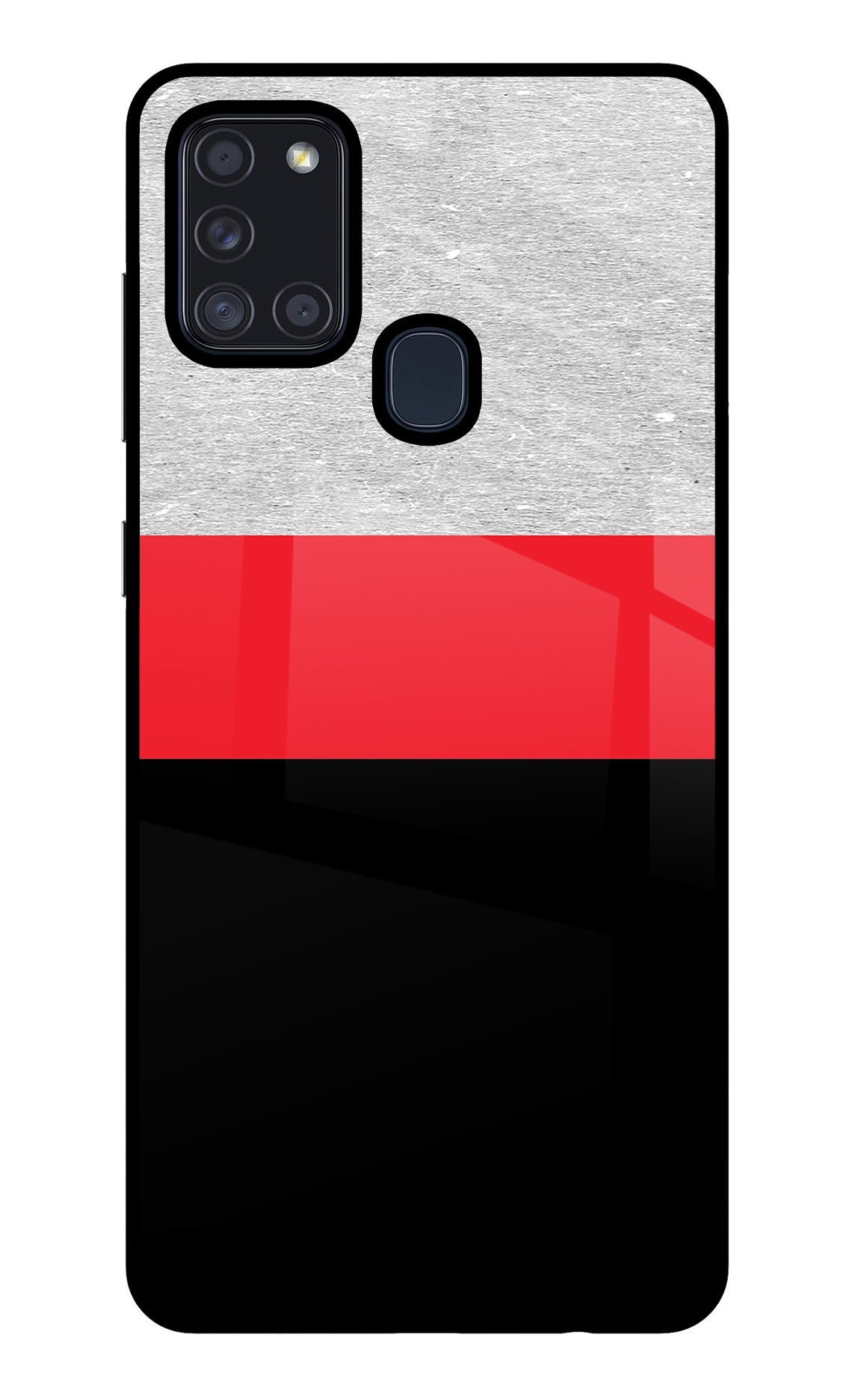 Tri Color Pattern Samsung A21s Glass Case