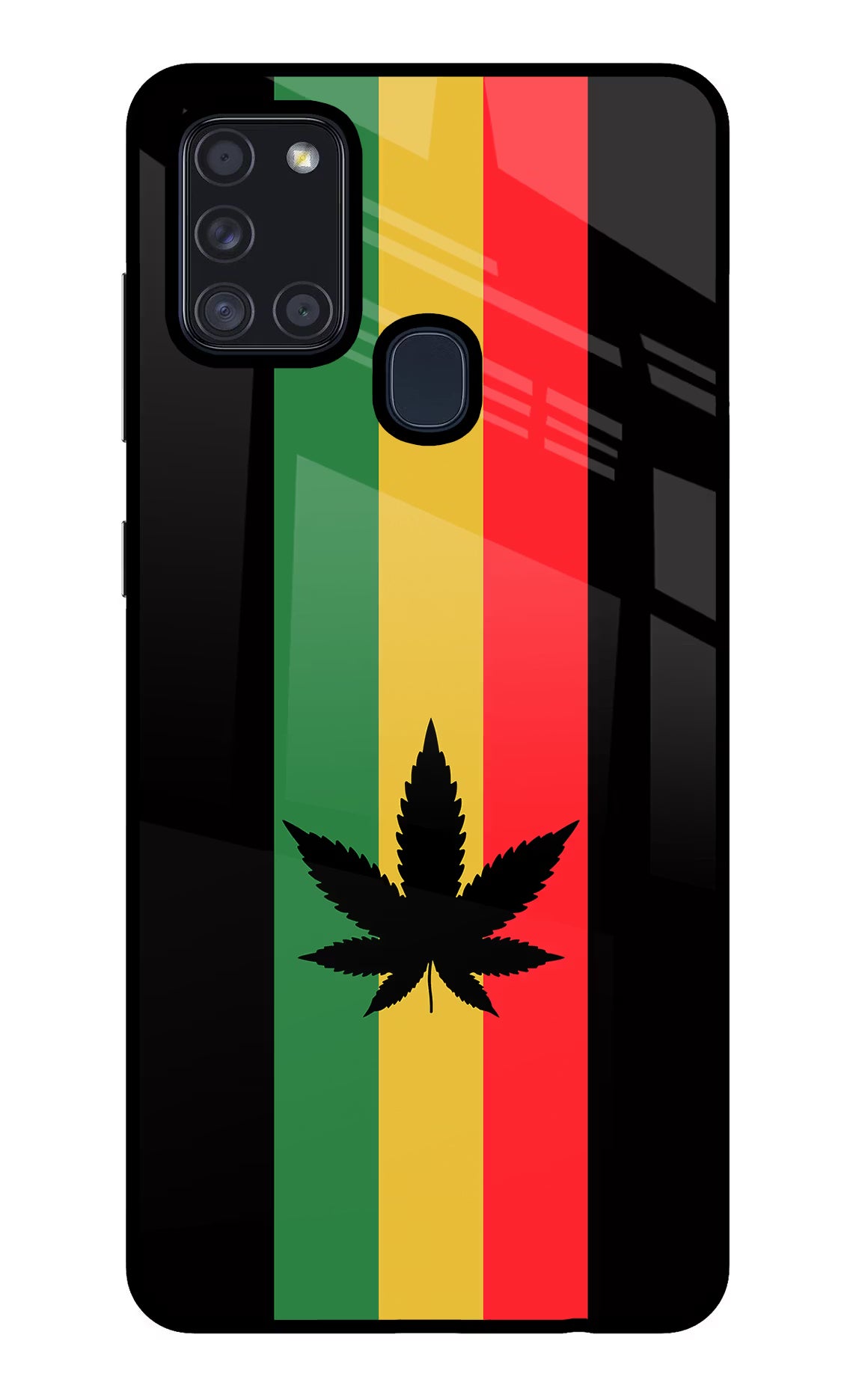 Weed Flag Samsung A21s Glass Case Back Cover by Casekaro