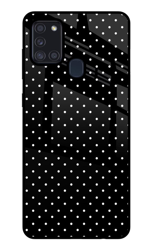 White Dots Samsung A21s Glass Case