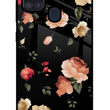 Flowers Samsung A21s Glass Case