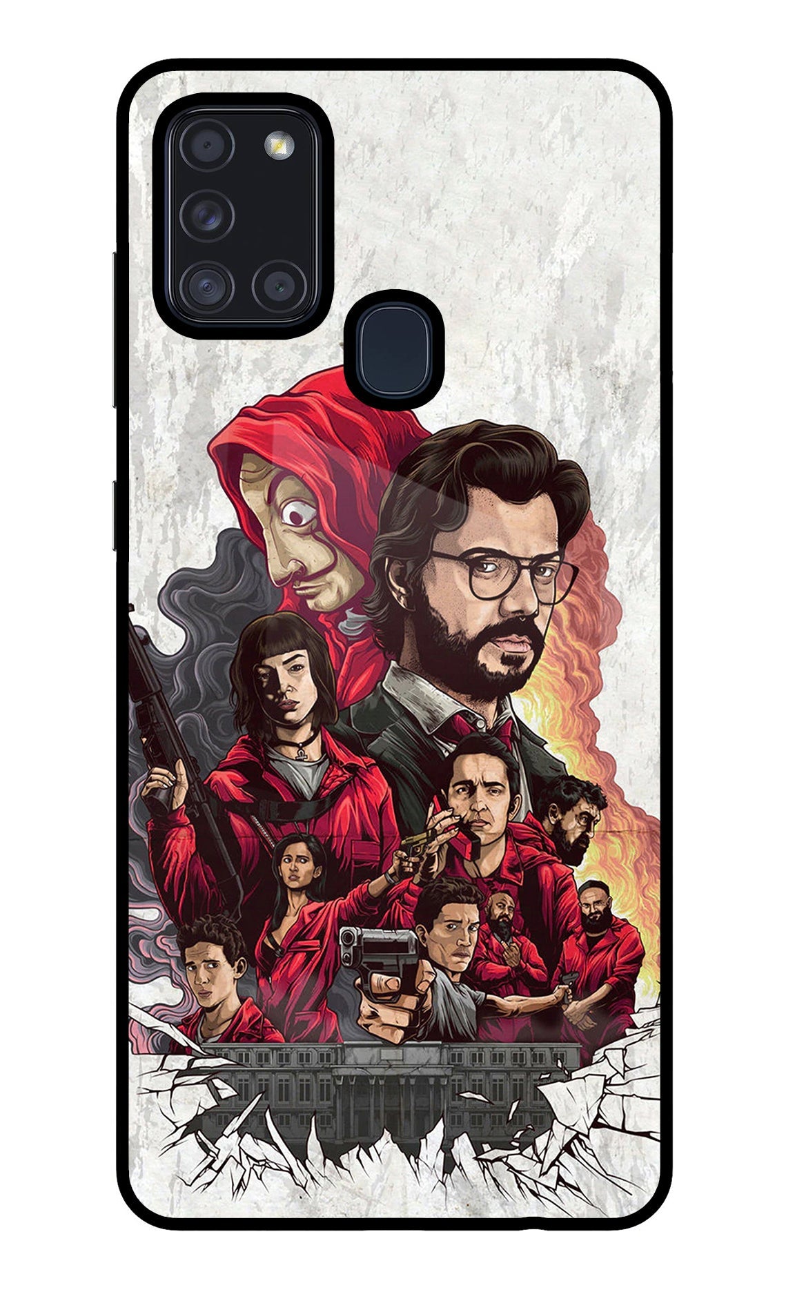 Money Heist Artwork Samsung A21s Glass Case