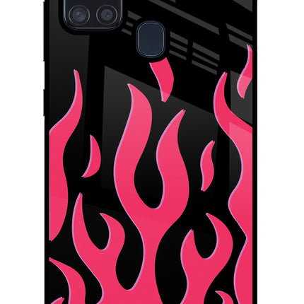 Fire Flames Samsung A21s Glass Case