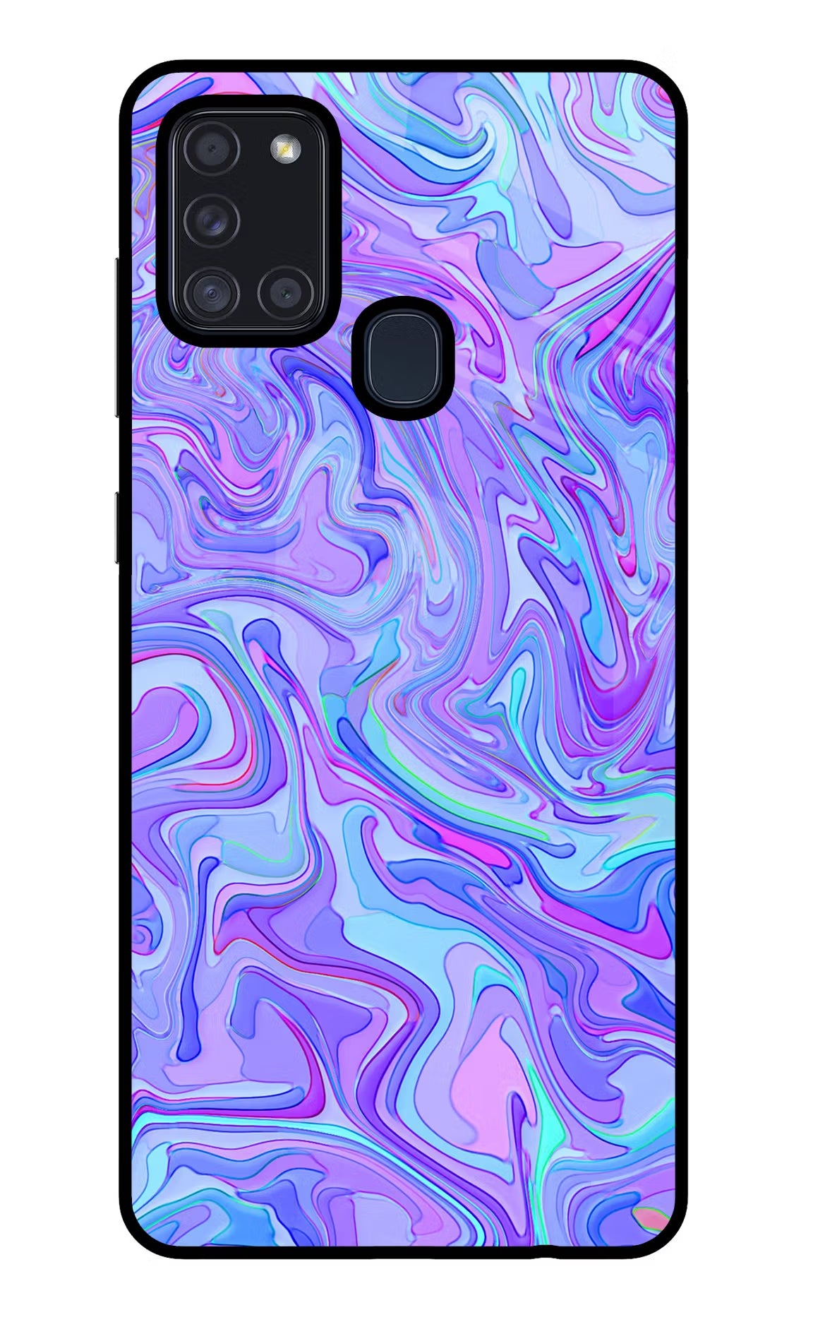 Glitter Samsung A21s Glass Case Back Cover by Casekaro