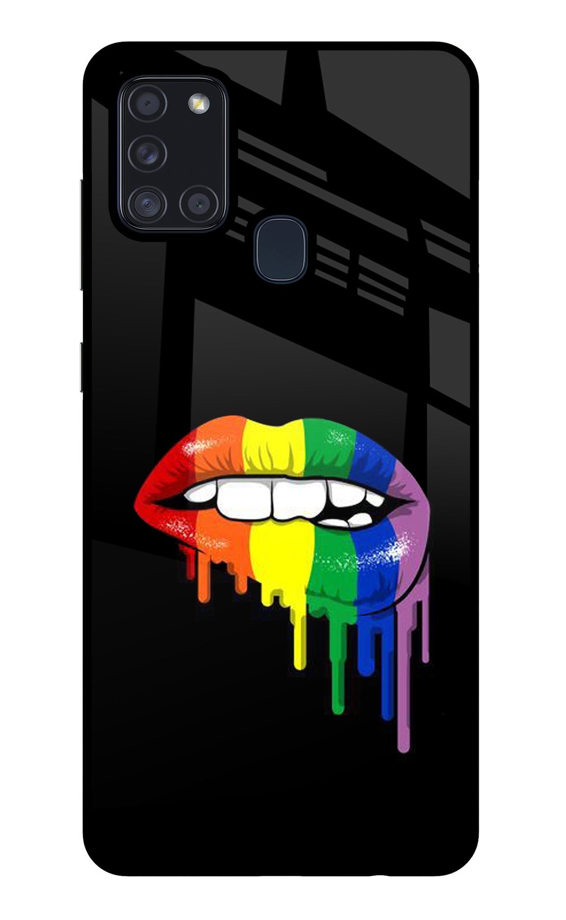 Lips Biting Samsung A21s Glass Case