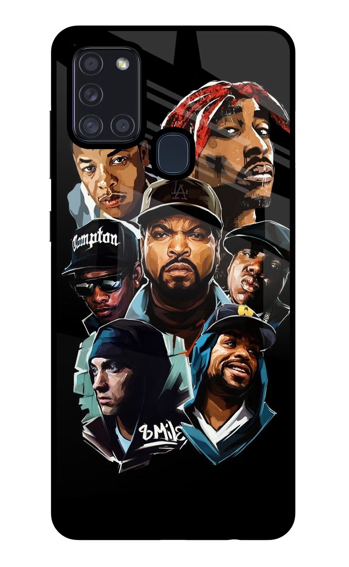 Rappers Samsung A21s Glass Case Back Cover by Casekaro
